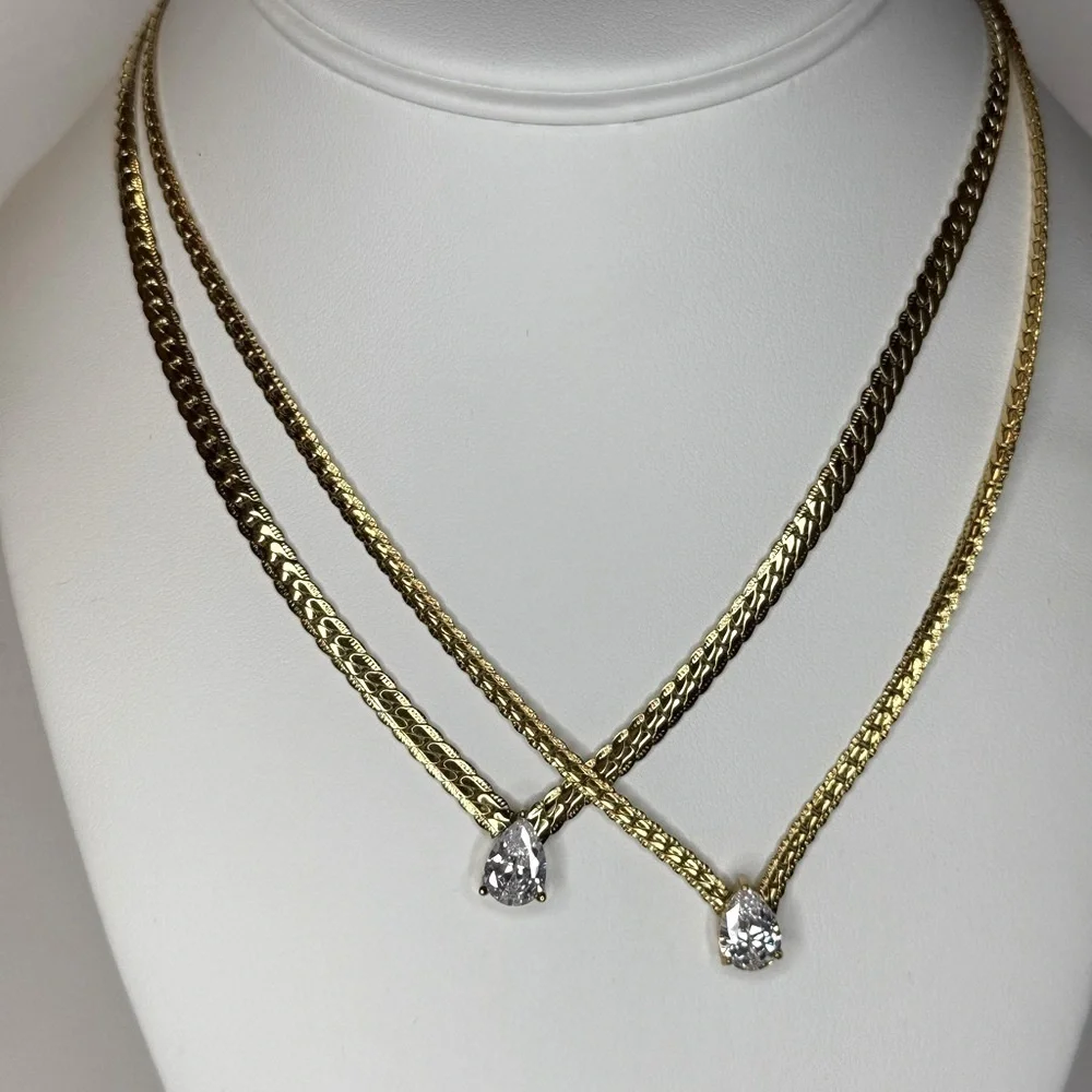Elegant Gold Cubic Zirconia Necklace Wedding